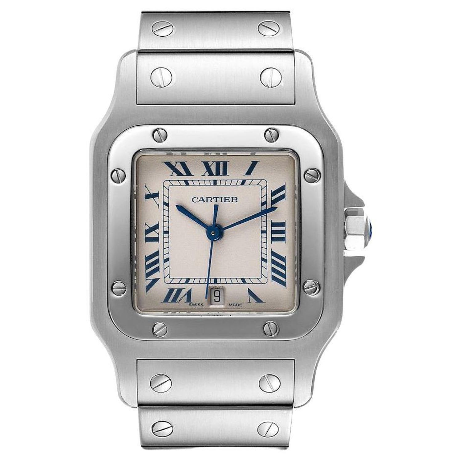 Cartier Santos Galbee Stainless Steel Silver Dial Unisex Watch 987901 For  Sale at 1stDibs | cartier 987901, cartier watch 987901, cartier santos  987901
