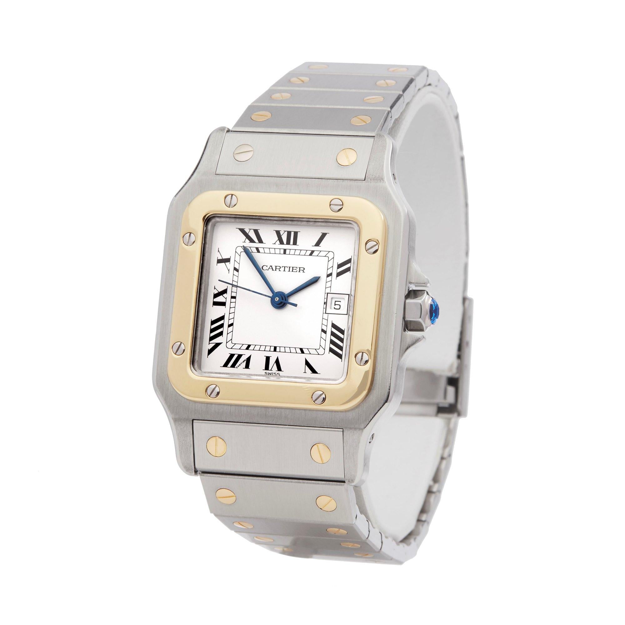 Women's or Men's Cartier Santos Galbee Stainless Steel and Yellow Gold 4812