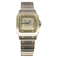 Cartier Santos Galbee Steel and Gold Large Quartz Wristwatch