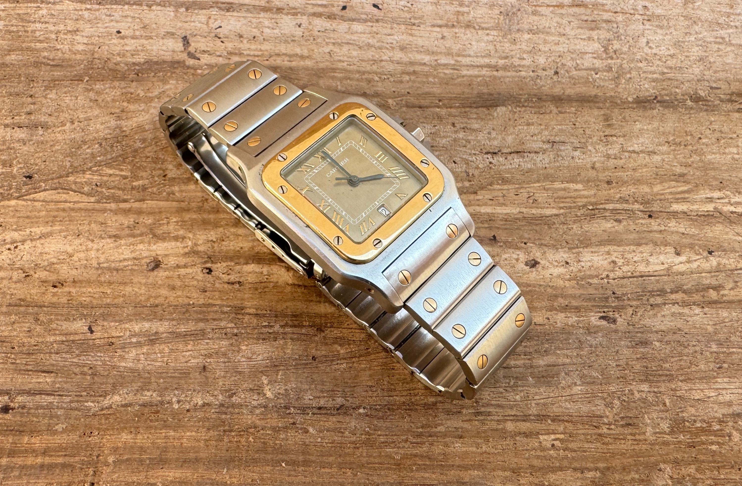 Cartier Santos Galbée Acero y Oro Fechador Ref. 187901 Reloj de Esfera Rara 8