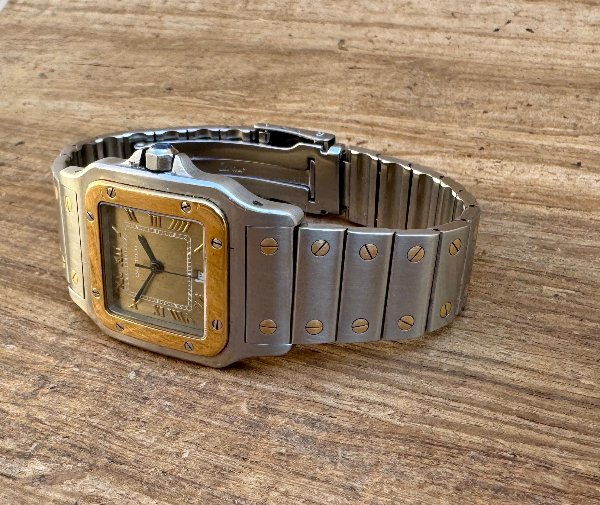 Cartier Santos Galbée Acero y Oro Fechador Ref. 187901 Reloj de Esfera Rara 9