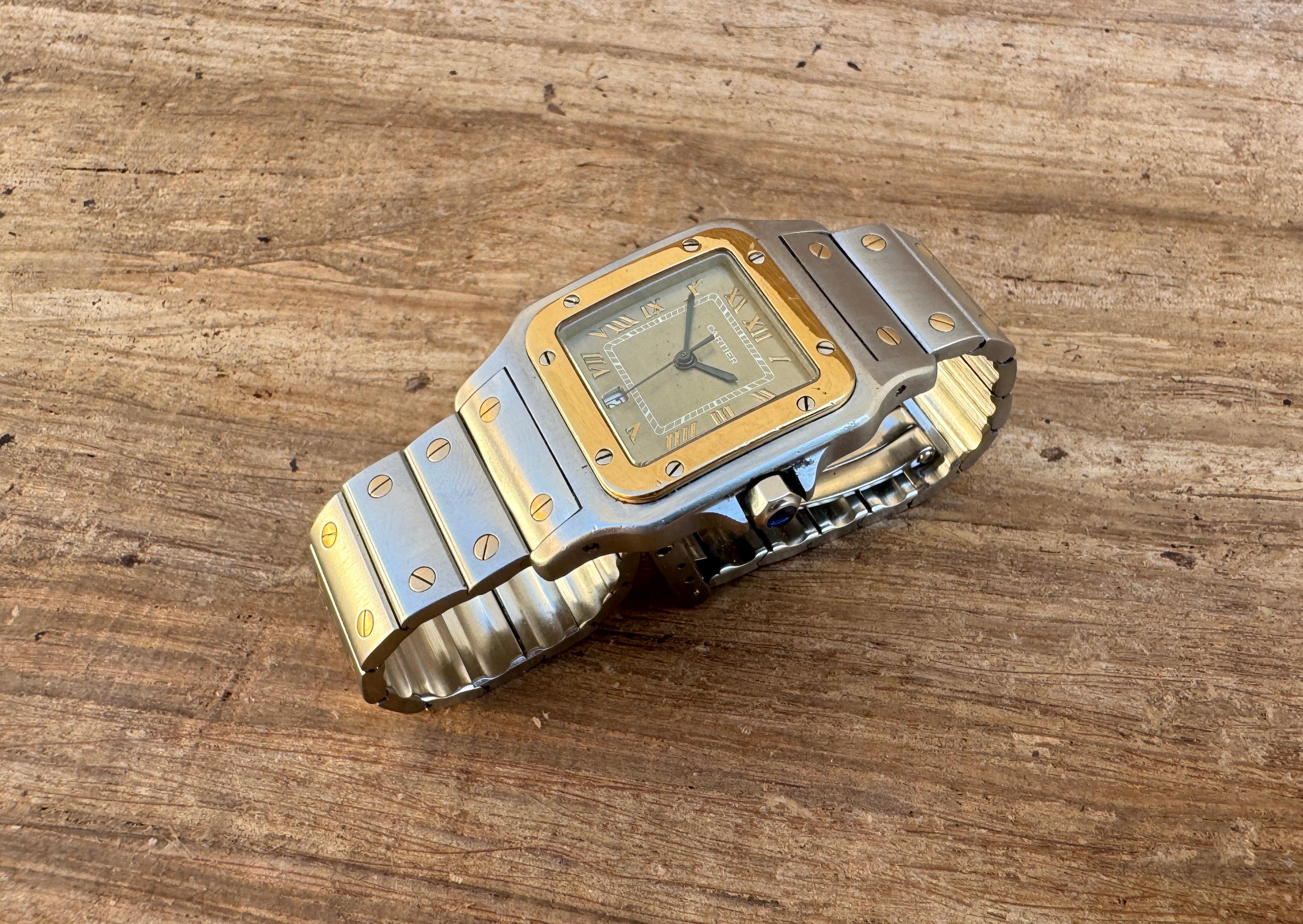 Cartier Santos Galbée Acero y Oro Fechador Ref. 187901 Reloj de Esfera Rara en Bueno Estado en Toronto, CA