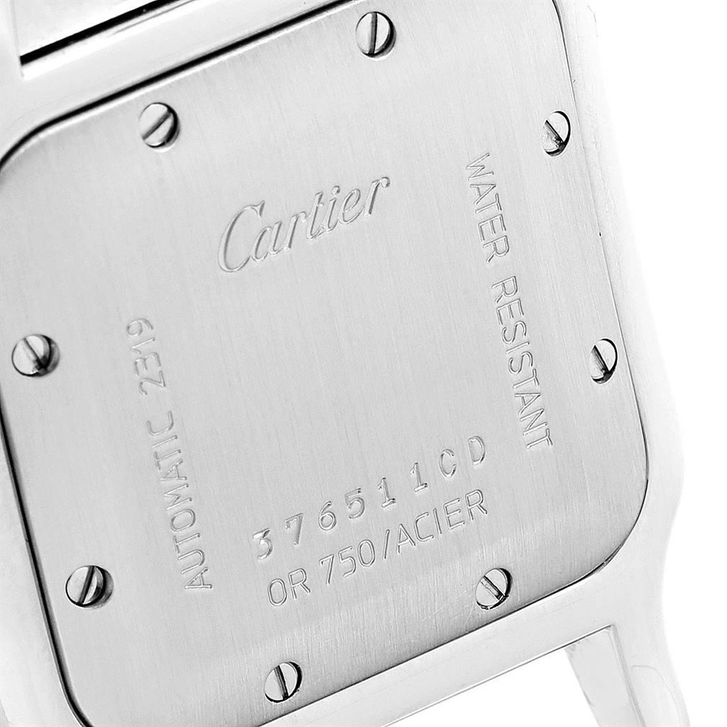Cartier Santos Galbee Steel Yellow Gold Guilloche Dial Watch W20058C4 In Excellent Condition In Atlanta, GA