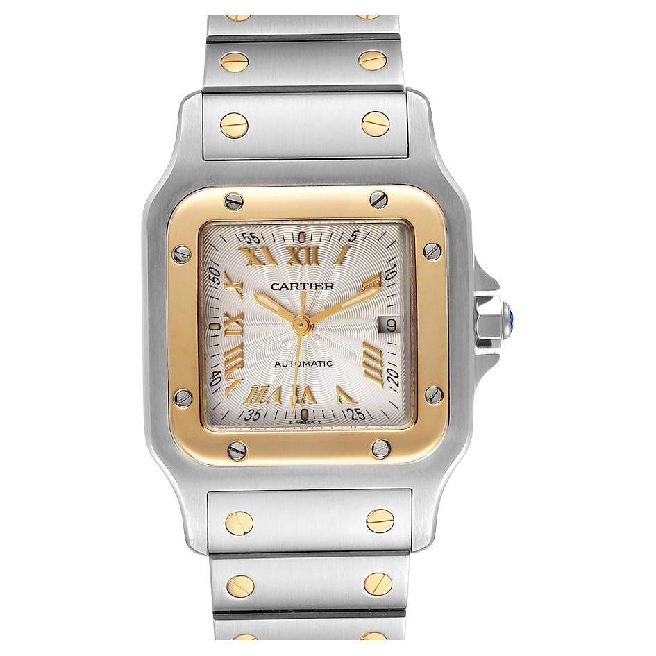 Cartier Santos Galbee Steel Yellow Gold Guilloche Dial Watch W20058C4