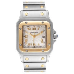 Cartier Santos Galbee Steel Yellow Gold Guilloche Dial Watch W20058C4