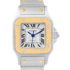 Cartier Santos Galbee Steel Yellow Gold Ladies Watch W20057C4 Box Papers