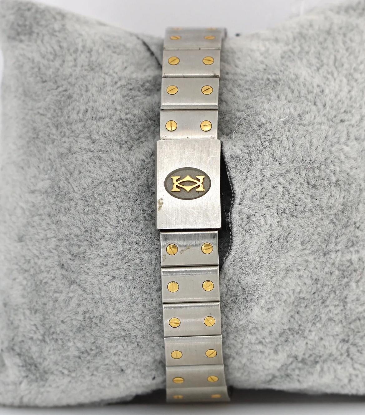 Round Cut Cartier Santos Galbee Two Tone 24mm Wristwatch Ref# 1567