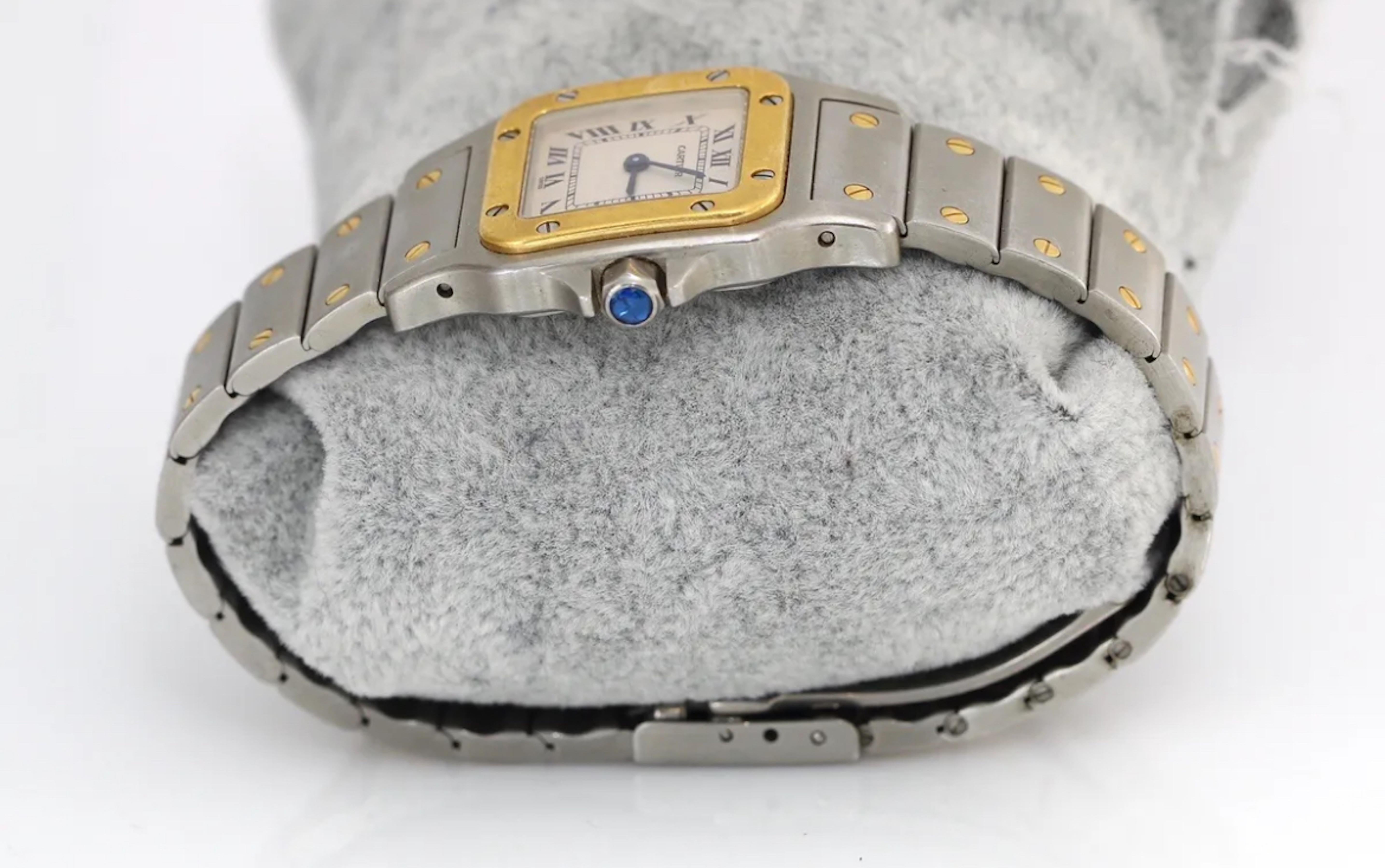 Cartier Santos Galbee Two Tone 24mm Wristwatch Ref# 1567 In Excellent Condition In Great Neck, NY