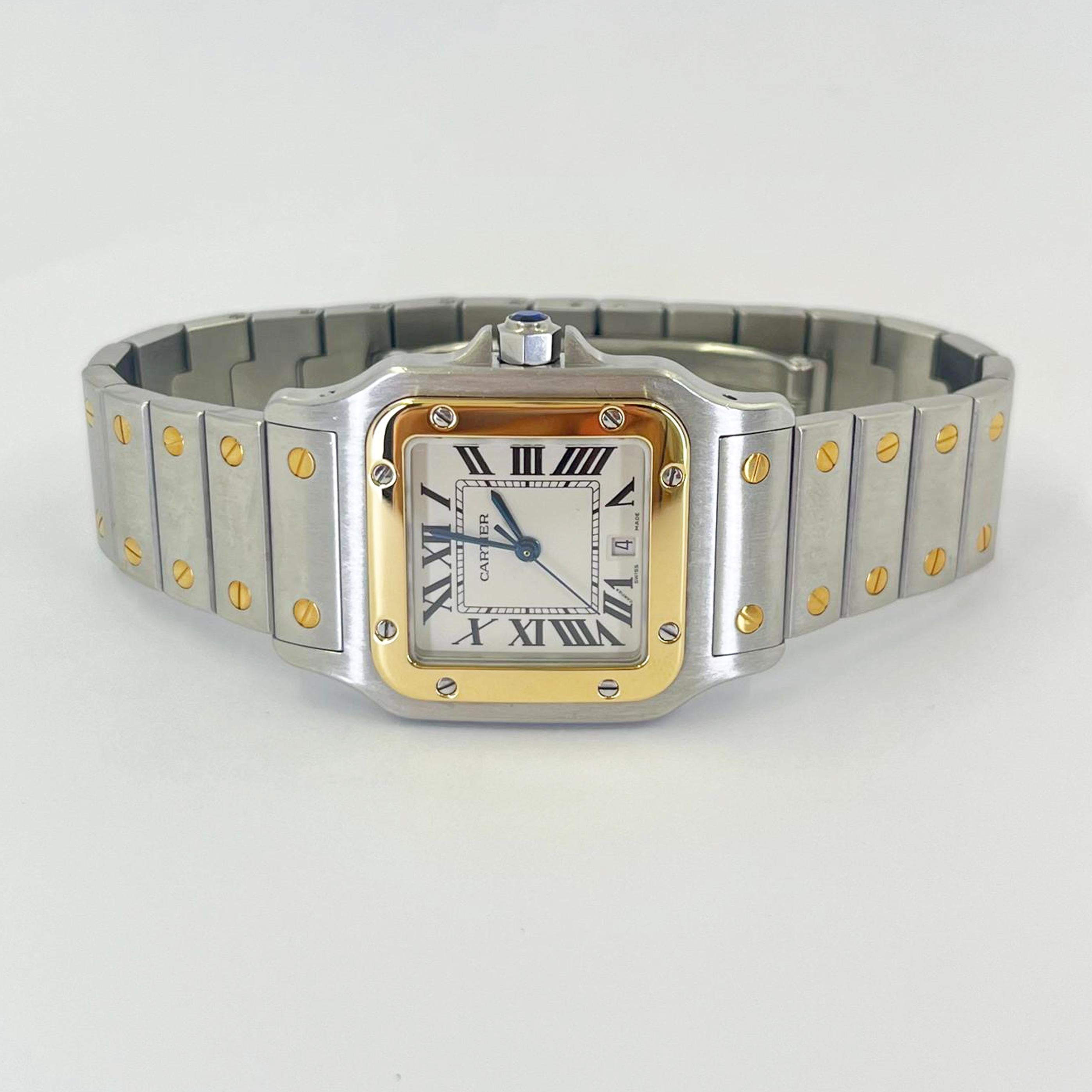 Cartier Santos Galbee Montre à quartz bicolore en vente 3