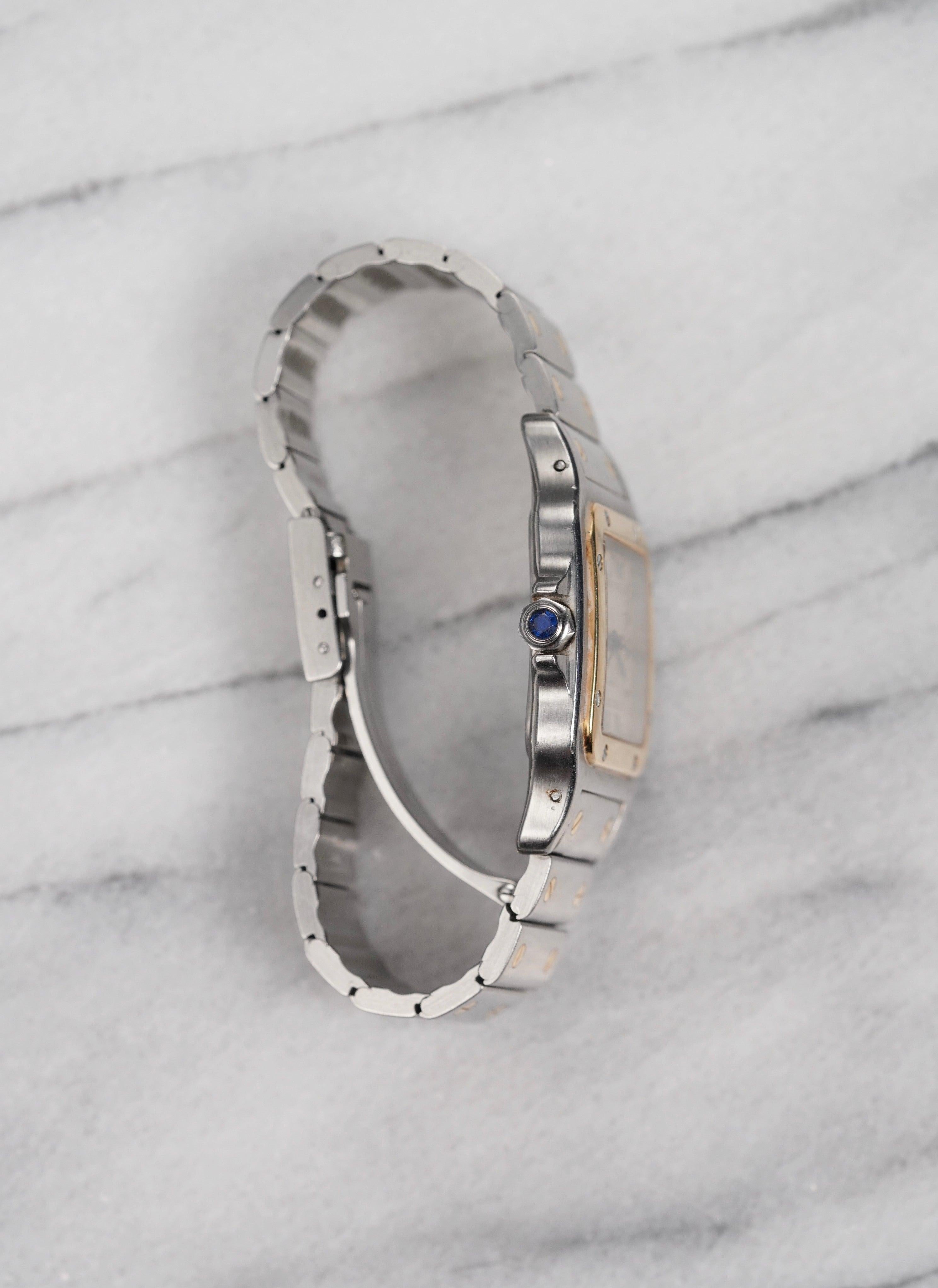 Cartier Santos Galbée zweifarbige Uhr aus Edelstahl im Zustand „Gut“ im Angebot in New York, NY