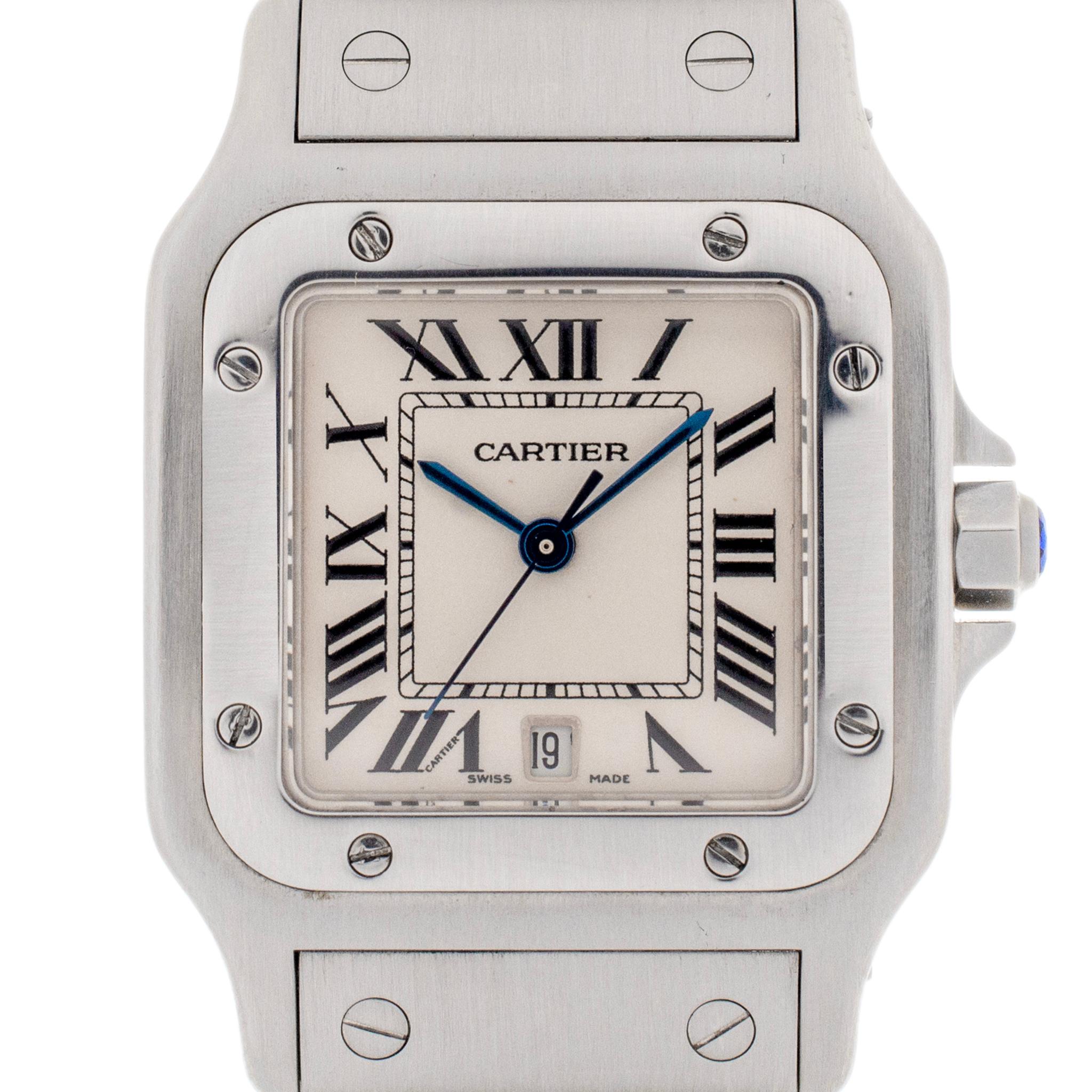 Marke: Cartier

Geschlecht: Damen

Metalltyp: Rostfreier Stahl

Länge: 7,00 Zoll

Gewicht: 91,00 Gramm

Schweizer Cartier Uhr aus rostfreiem Stahl. Die Marke 