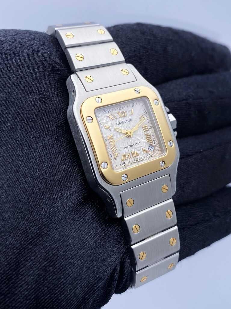Cartier Santos Galbee W20045C4 Two Tone Ladies Watch Box Papers In Excellent Condition In Great Neck, NY