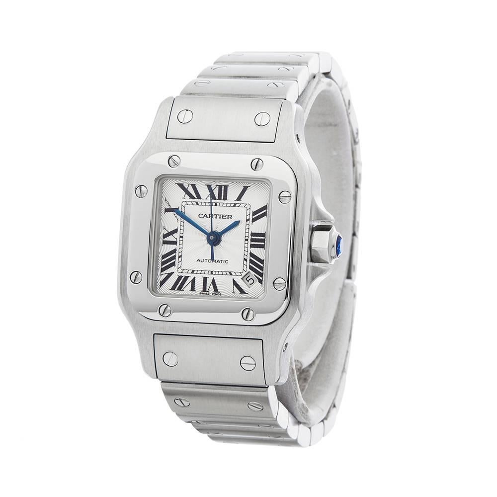 Ref: W4738
Manufacturer: Cartier
Model: Santos Galbee
Model Ref: 2423 or W20055D6
Age: 
Gender: Mens
Complete With: Box Only
Dial: White Roman 
Glass: Sapphire Crystal
Movement: Automatic
Water Resistance: To Manufacturers Specifications
Case: