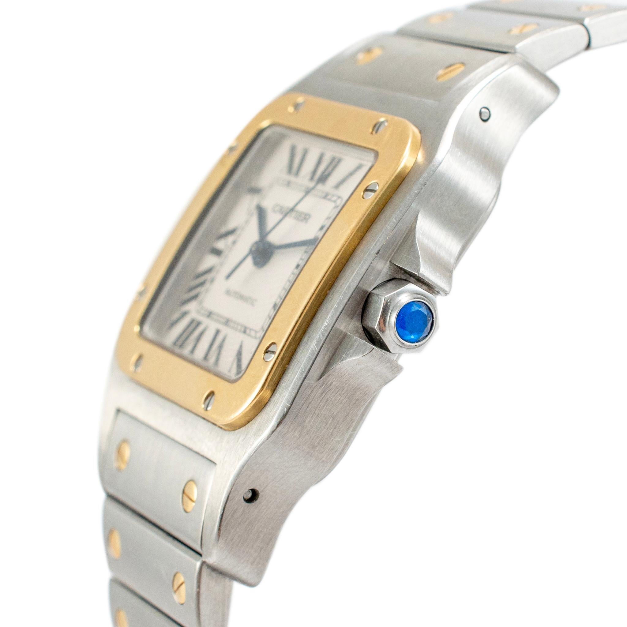 Montre Cartier Santos Steele XL 32MM w20099c4 2823 or jaune en acier inoxydable Excellent état à Houston, TX