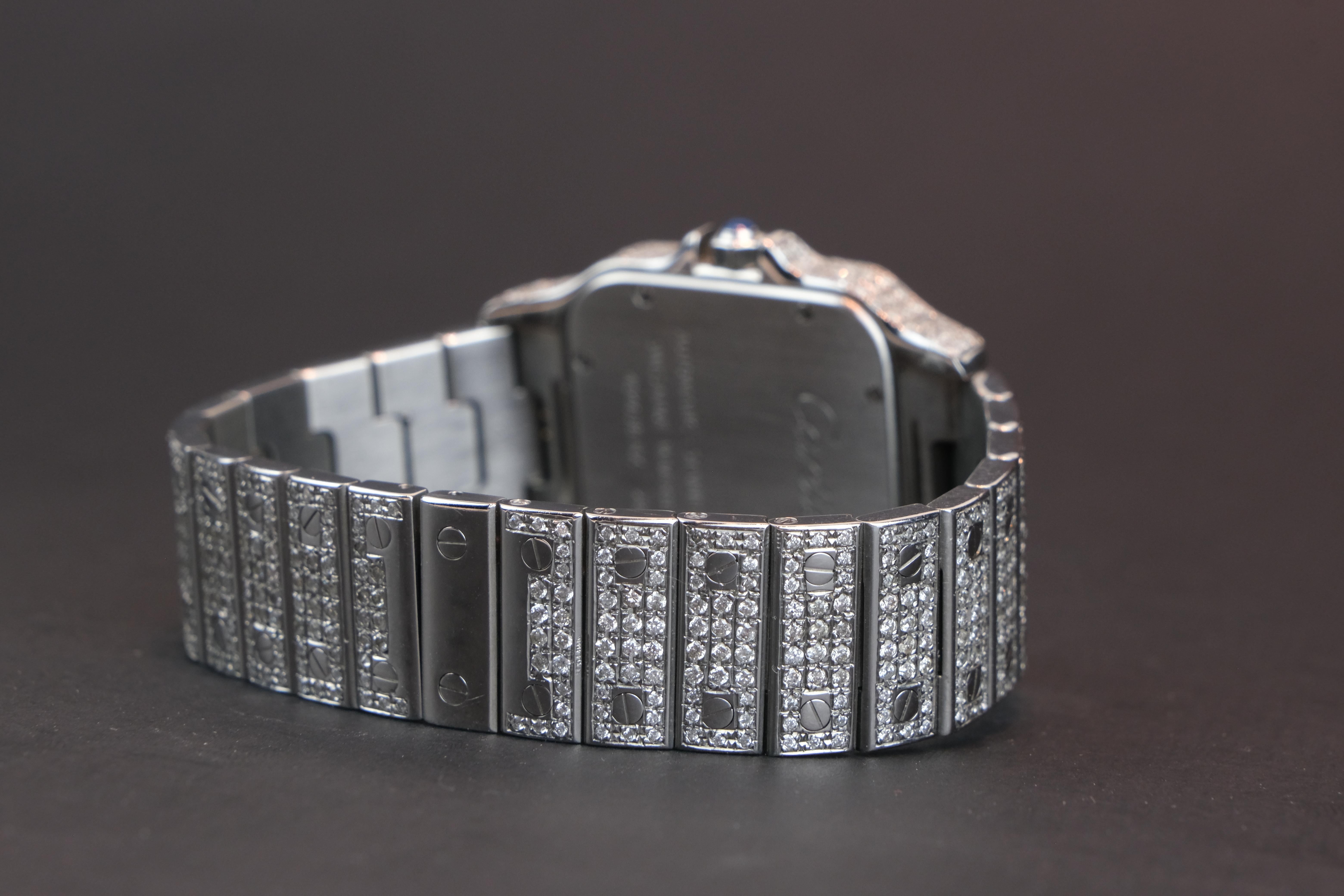 Cartier Santos Galbee XL Stainless Steel and 9.47 CTW Diamond Wristwatch In Excellent Condition In Bradford, Ontario