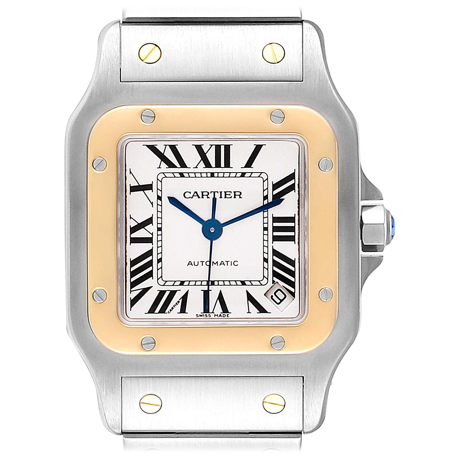 Cartier Santos Galbee XL Steel Yellow Gold Men's Watch W20099C4 Box Papers For Sale