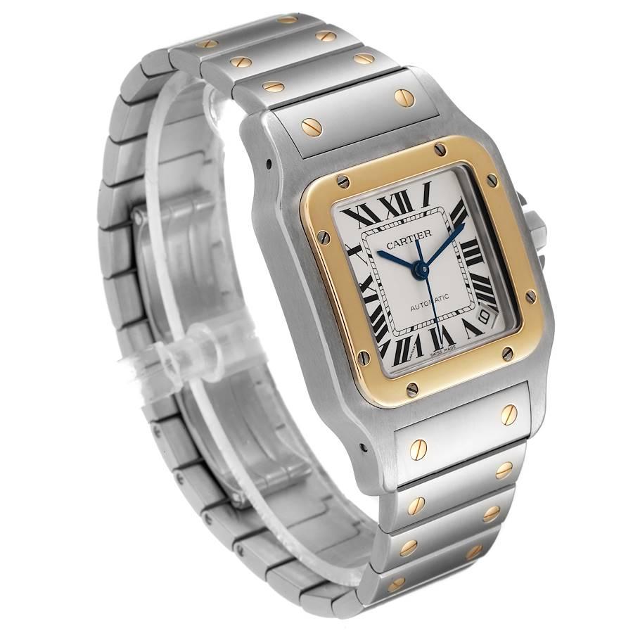 Cartier Santos Galbee XL Steel Yellow Gold Mens Watch W20099C4 In Excellent Condition In Atlanta, GA