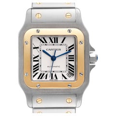 Cartier Santos Galbee XL Steel Yellow Gold Mens Watch W20099C4