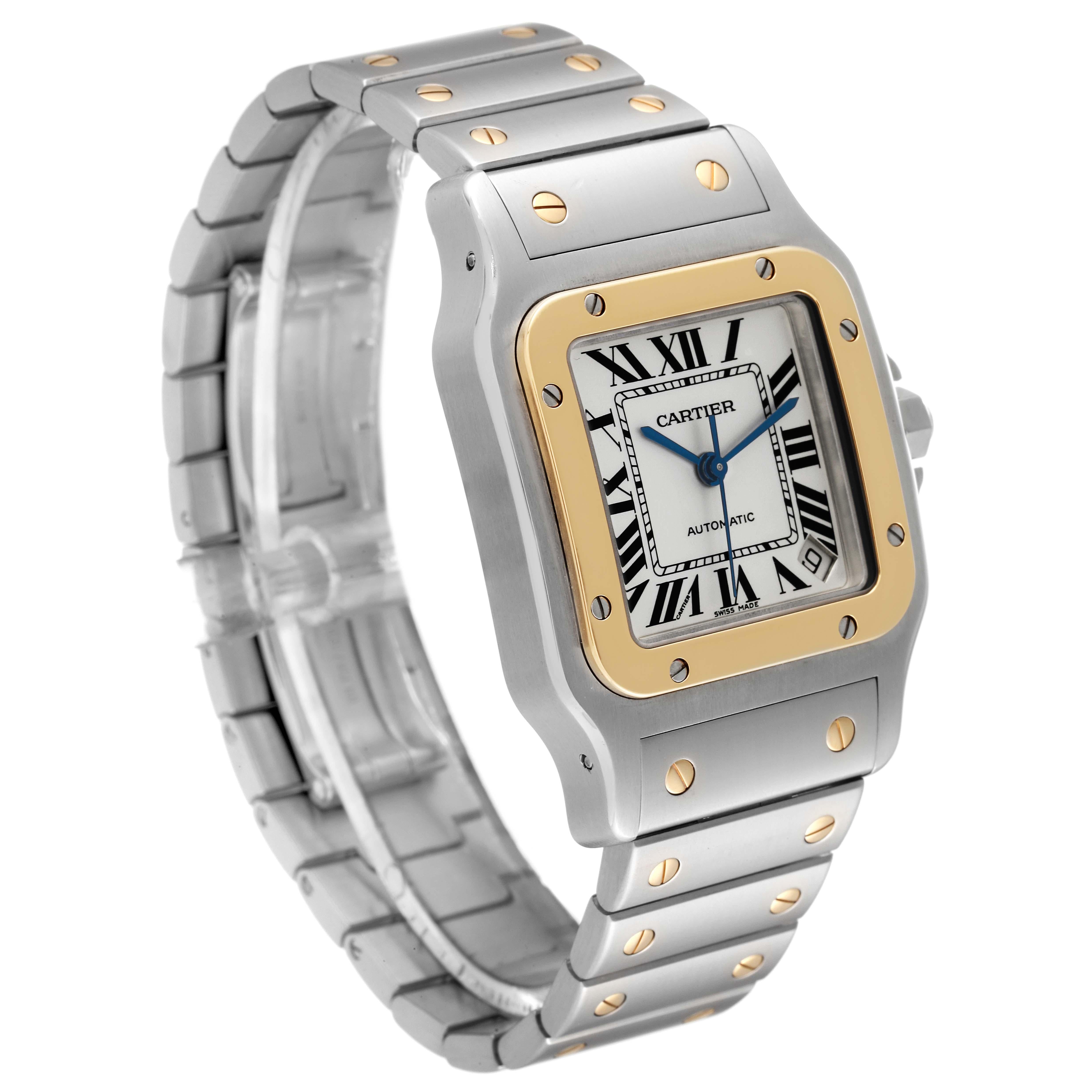 Cartier Santos Galbee XL Steel Yellow Gold Mens Watch W20099C4 Papers In Excellent Condition In Atlanta, GA