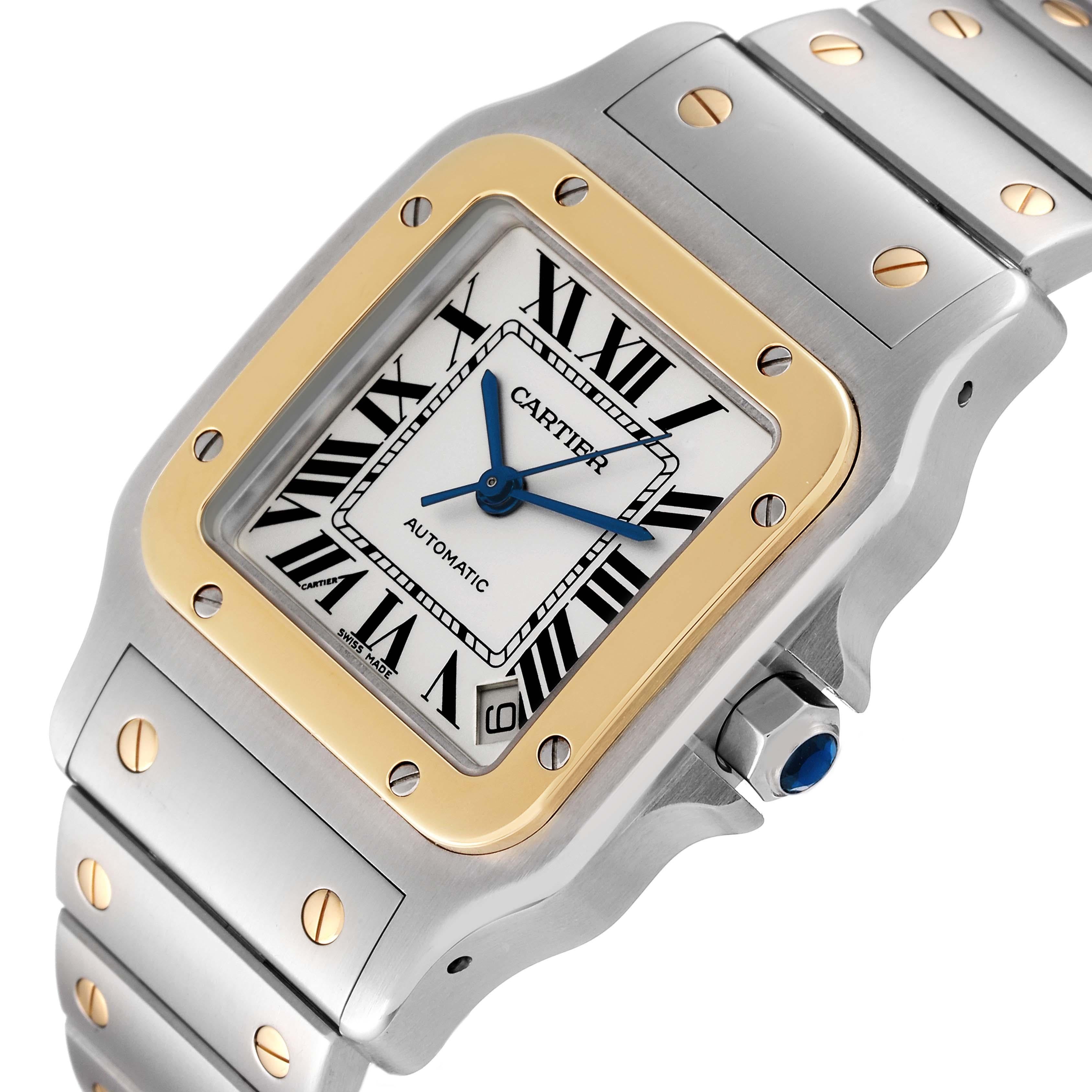 Cartier Santos Galbee XL Steel Yellow Gold Mens Watch W20099C4 Papers 1