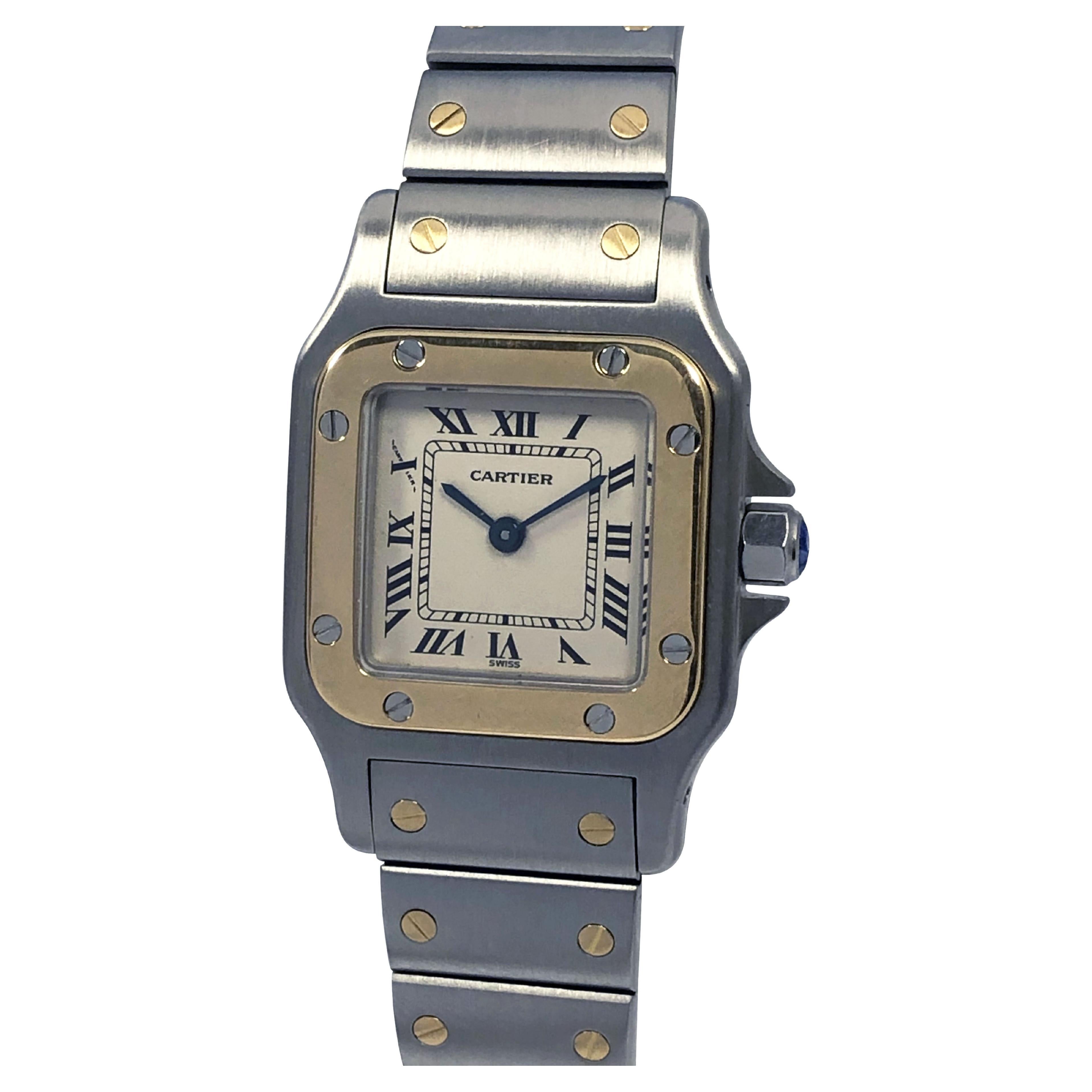 Cartier Santos Galbee Yellow Gold and Steel Quartz Ladies Wrist Watch