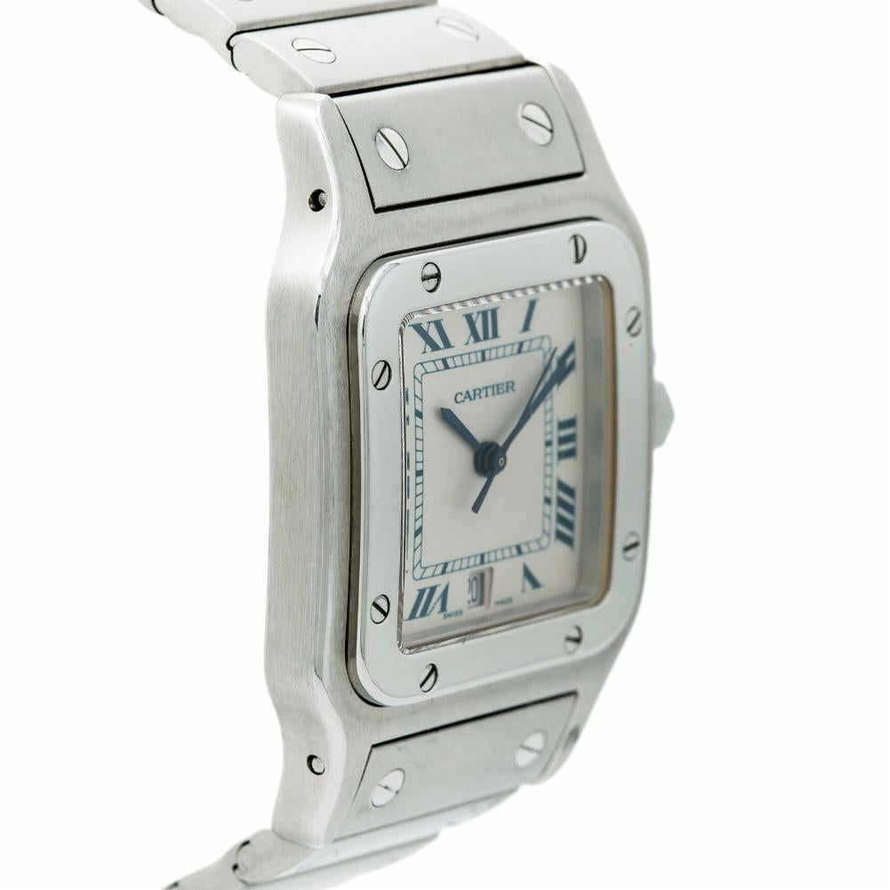 Cartier Santos Galbee2400, Blue Dial Certified Authentic In Excellent Condition In Miami, FL