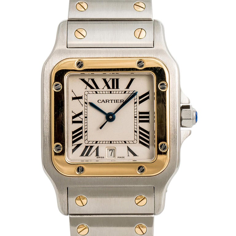 Cartier Santos Galbee 3420, Grey Dial Certified Authentic at 1stDibs