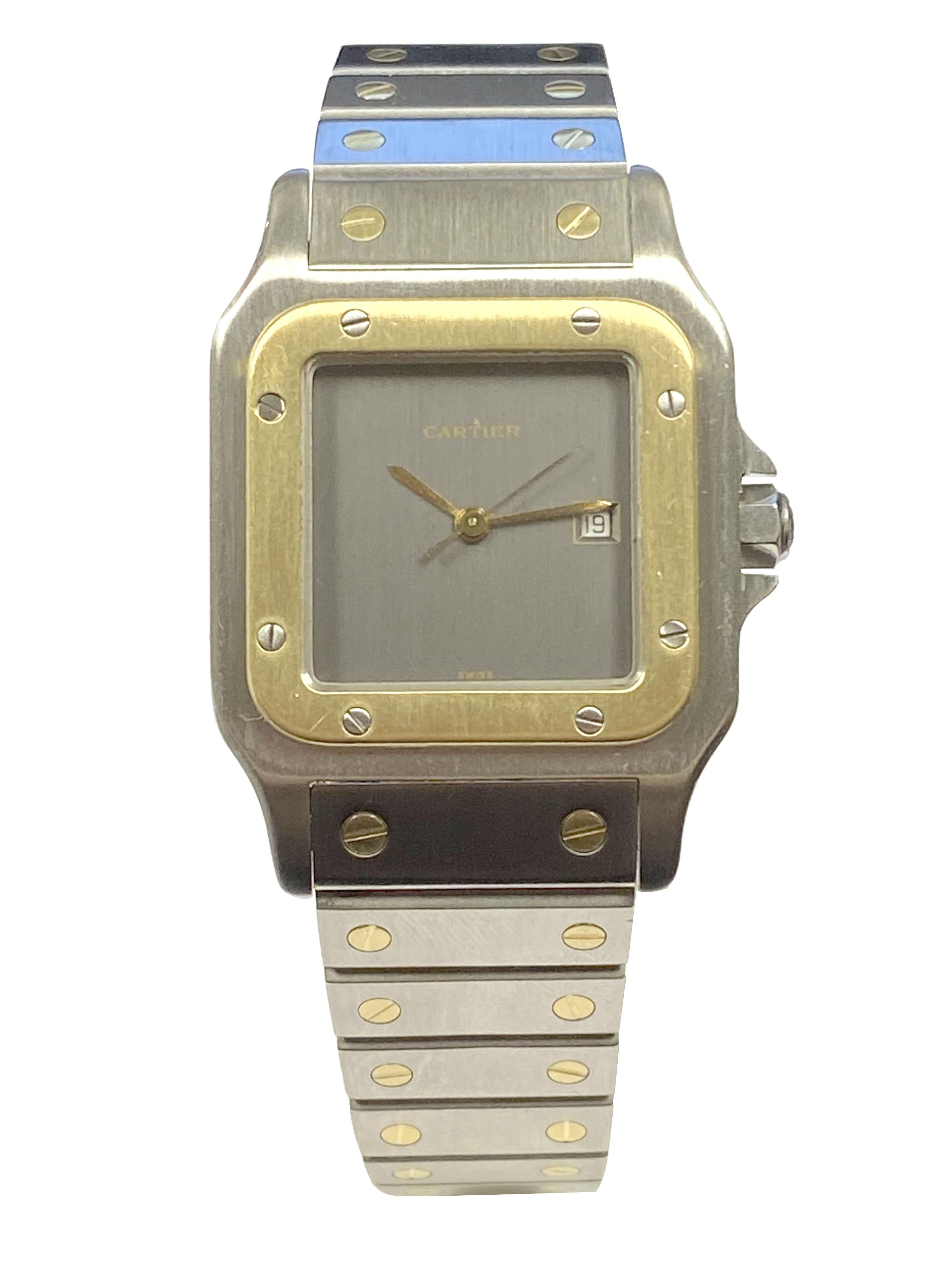 Cartier Santos Gold and Steel Automatic Wrist Watch In Excellent Condition In Chicago, IL