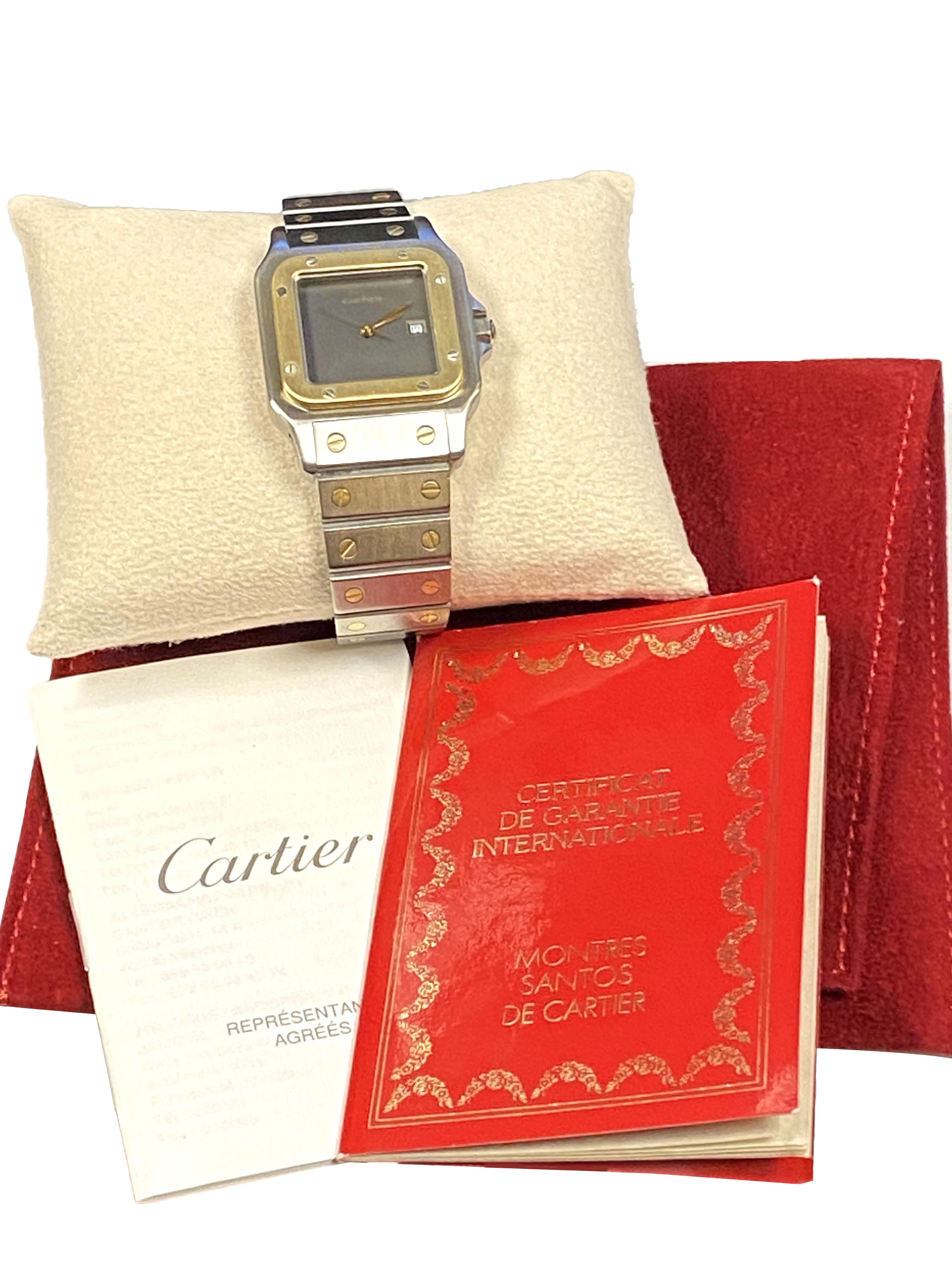 Women's or Men's Cartier Santos Gold and Steel Automatic Wrist Watch