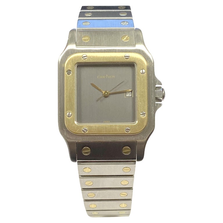 Cartier Santos Gold and Steel Automatic Wrist Watch at 1stDibs