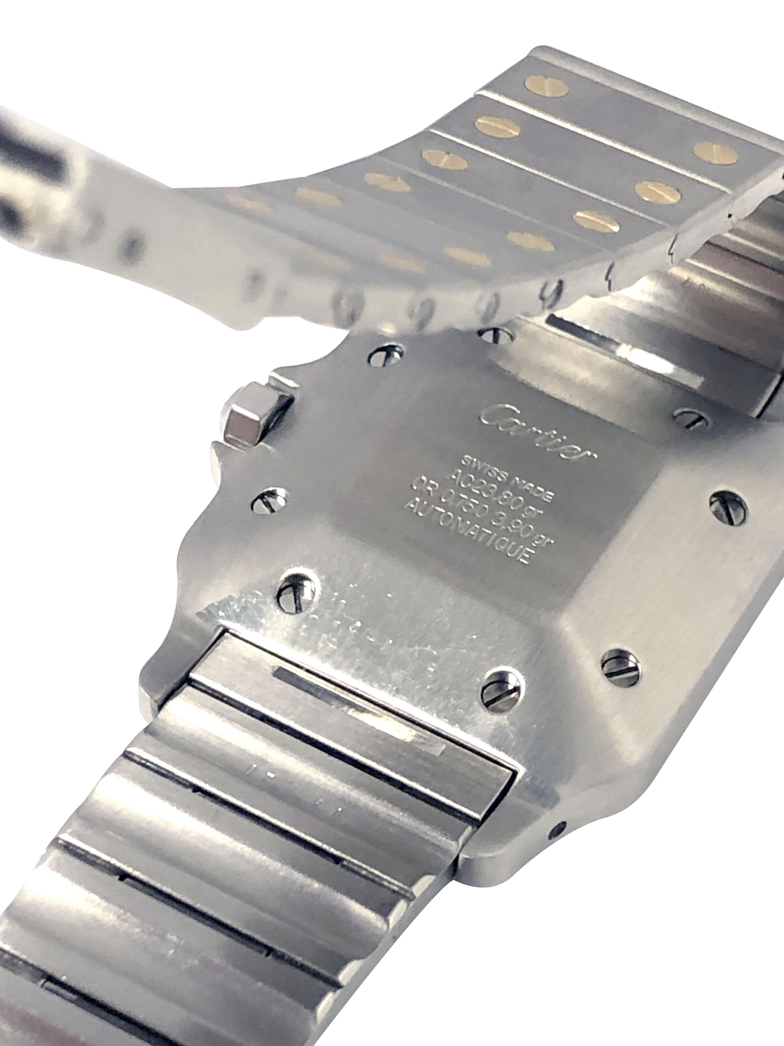 Reloj de pulsera automático Cartier Santos de oro y acero en Excelente Estado en Chicago, IL