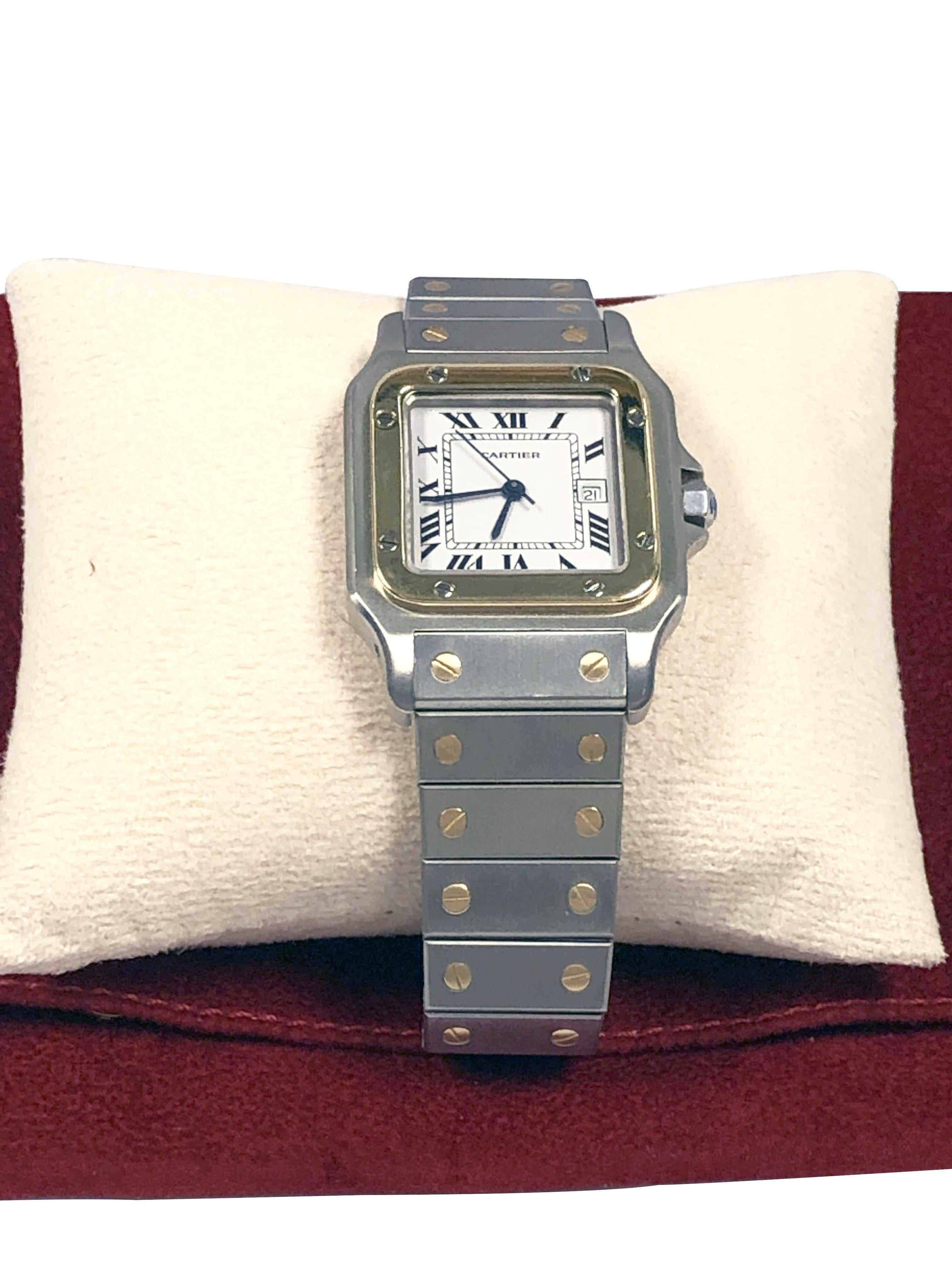 Reloj de pulsera automático Cartier Santos de oro y acero 2