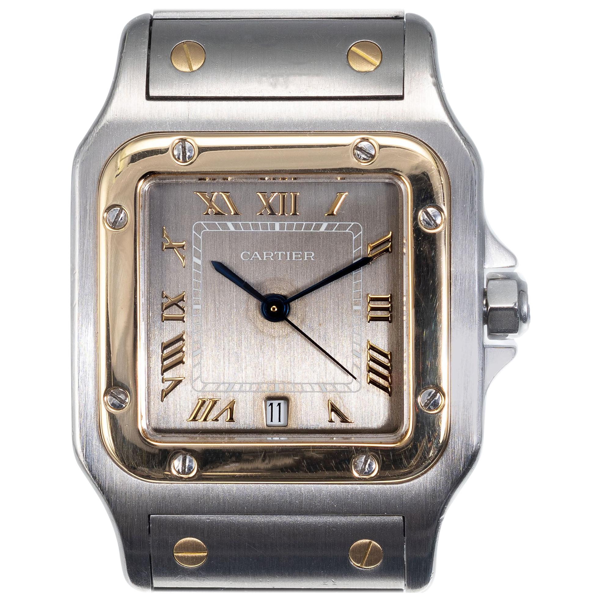 Cartier Santos Gold Steel Men’s Wristwatch Ref 1566