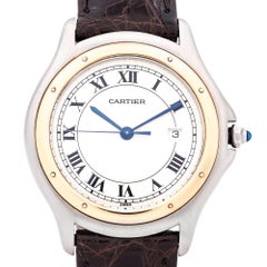 Cartier Yellow Gold Stainless Steel Santos Date Quartz Wristwatch