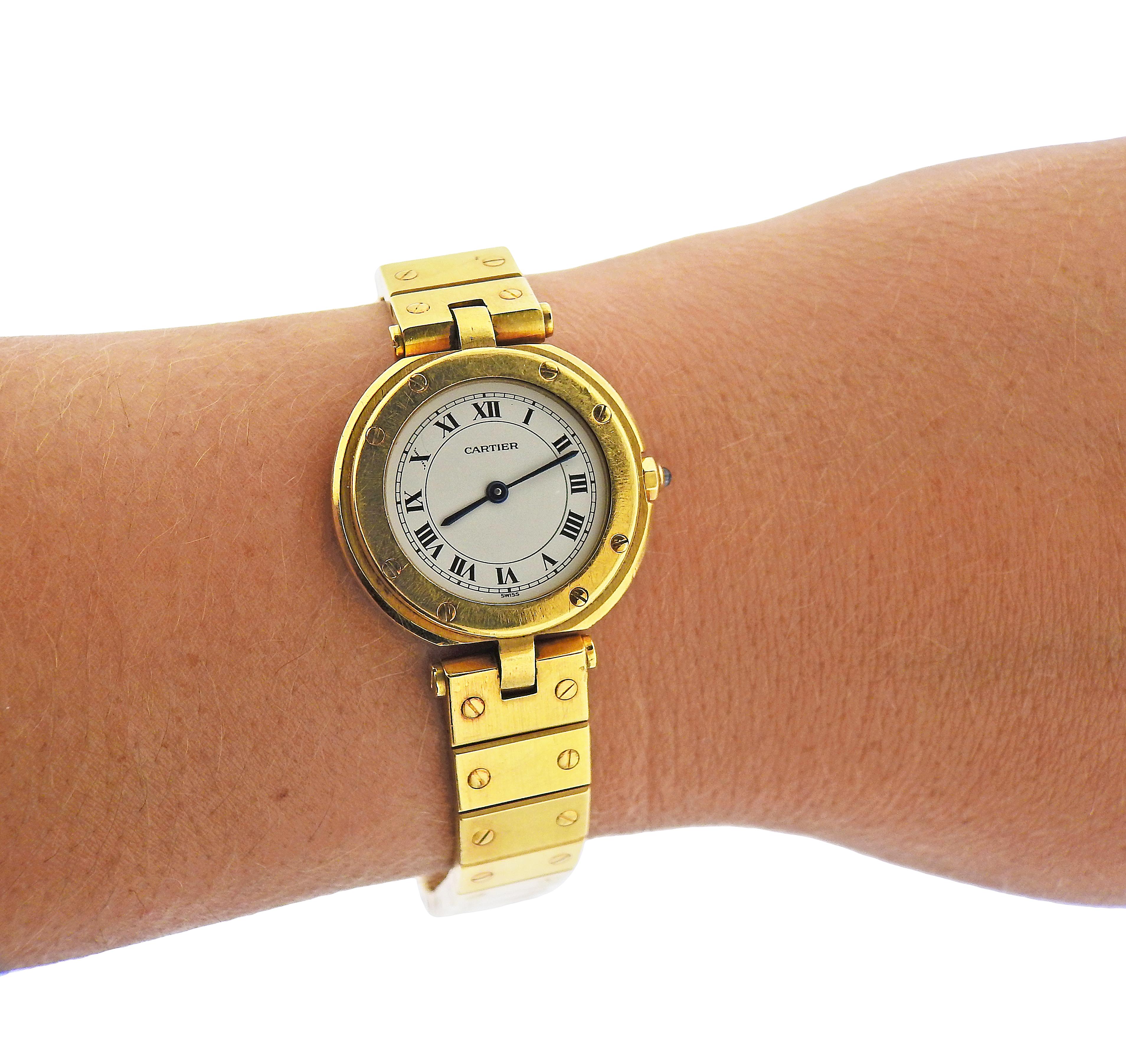 Cartier Santos 18k Yellow Gold Wristwatch In Good Condition In New York, NY