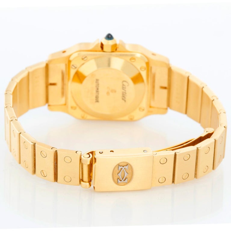 Cartier Santos Ladies 18k Yellow Gold Watch WGSA007 In Excellent Condition In Dallas, TX