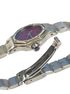 Cartier Santos Ladies Burgundy Dial Steel and Gold Automatic Wrist Watch