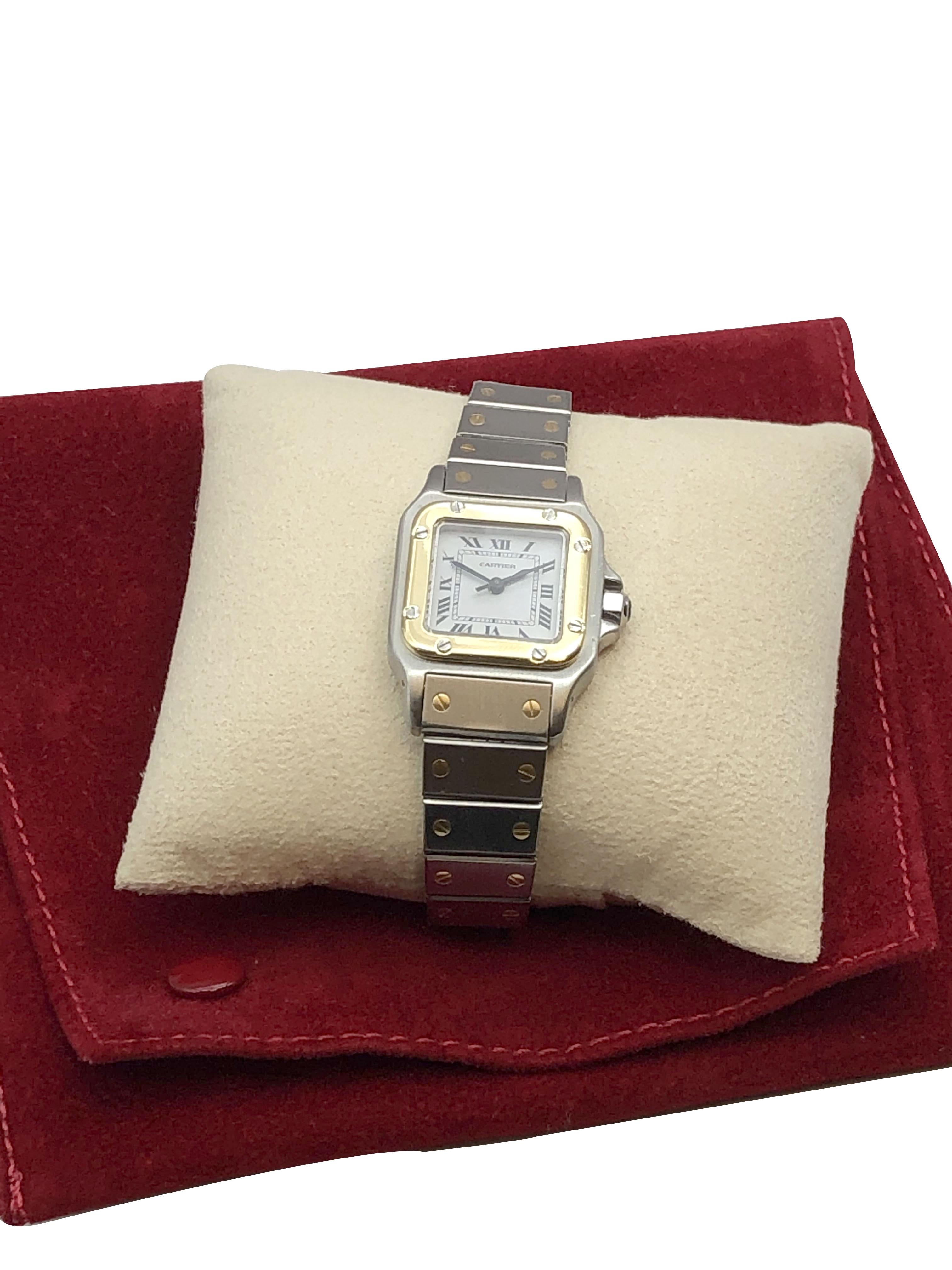 Cartier Santos Ladies Stainless Steel and 18K Gold Self Winding Wrist Watch 1