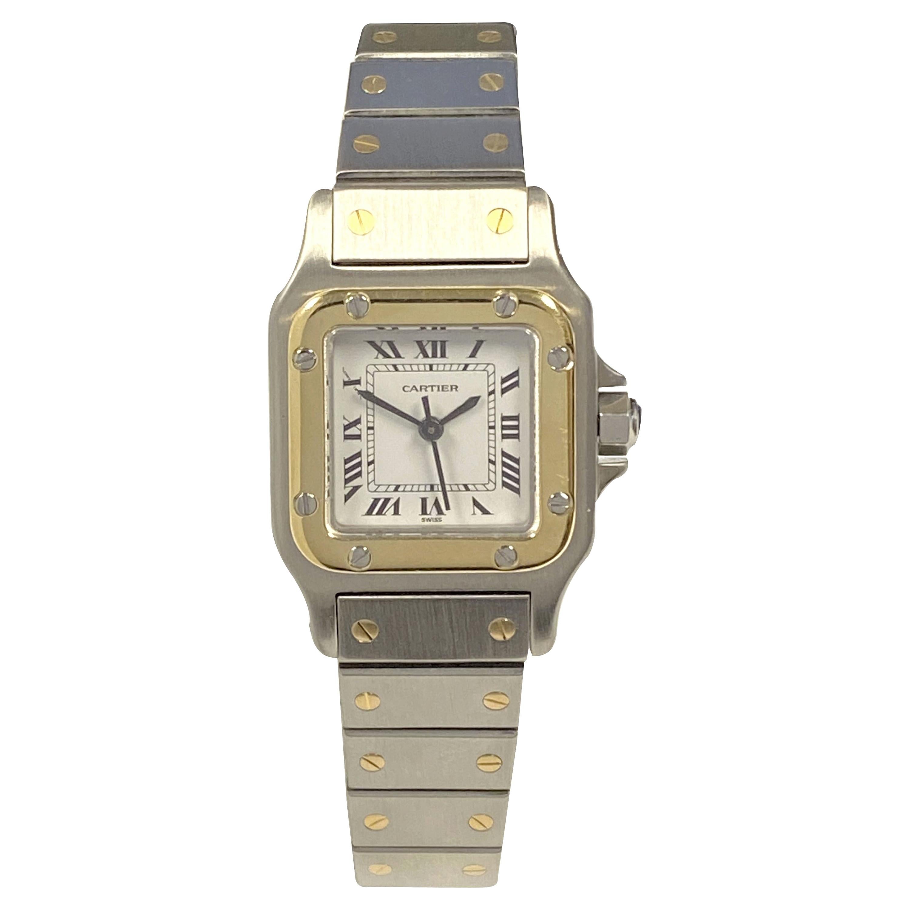 Cartier Santos Ladies Stainless Steel and 18K Gold Self Winding Wrist Watch