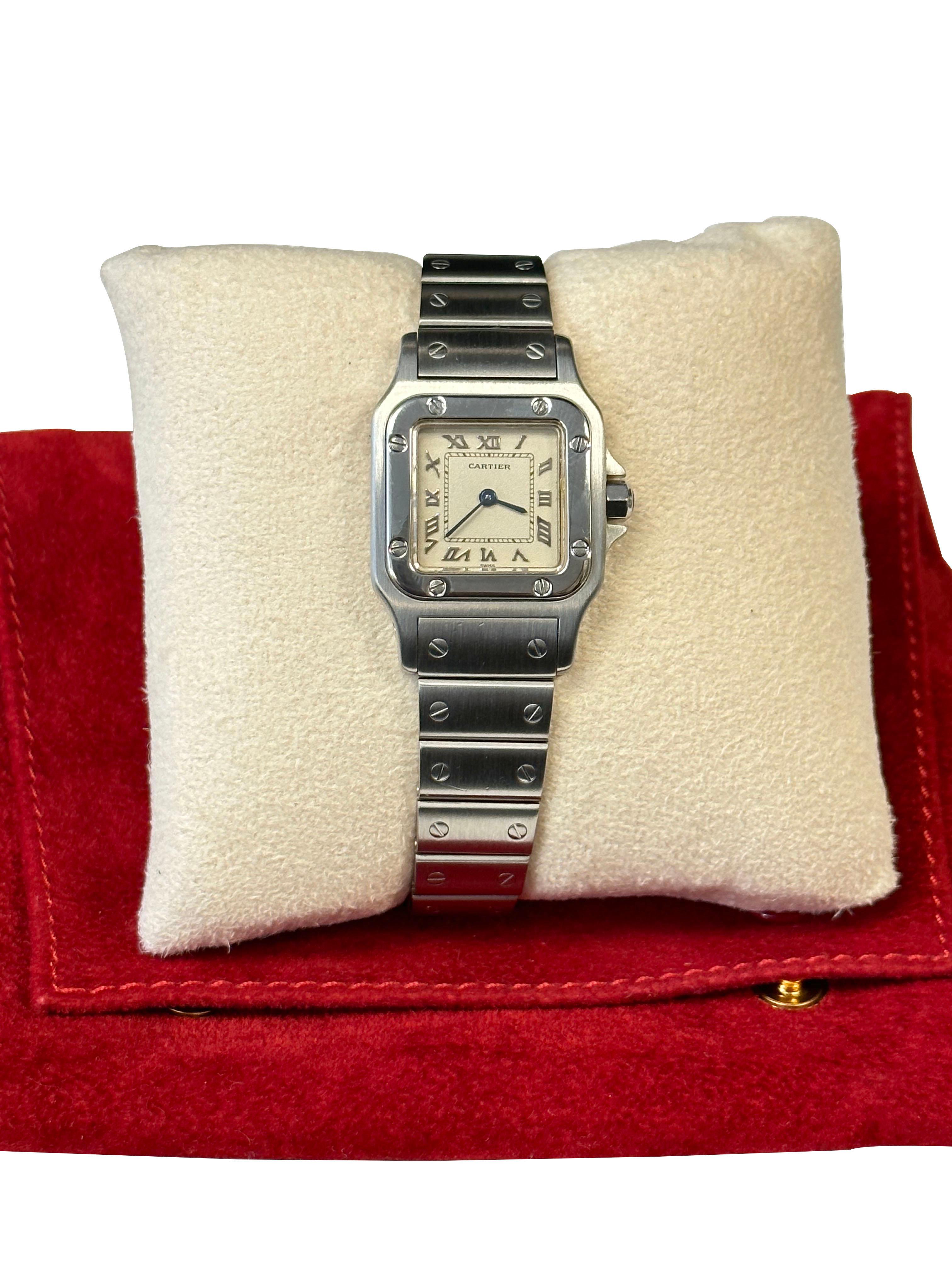 Cartier Santos Ladies Steel Quartz Wrist Watch For Sale at 1stDibs