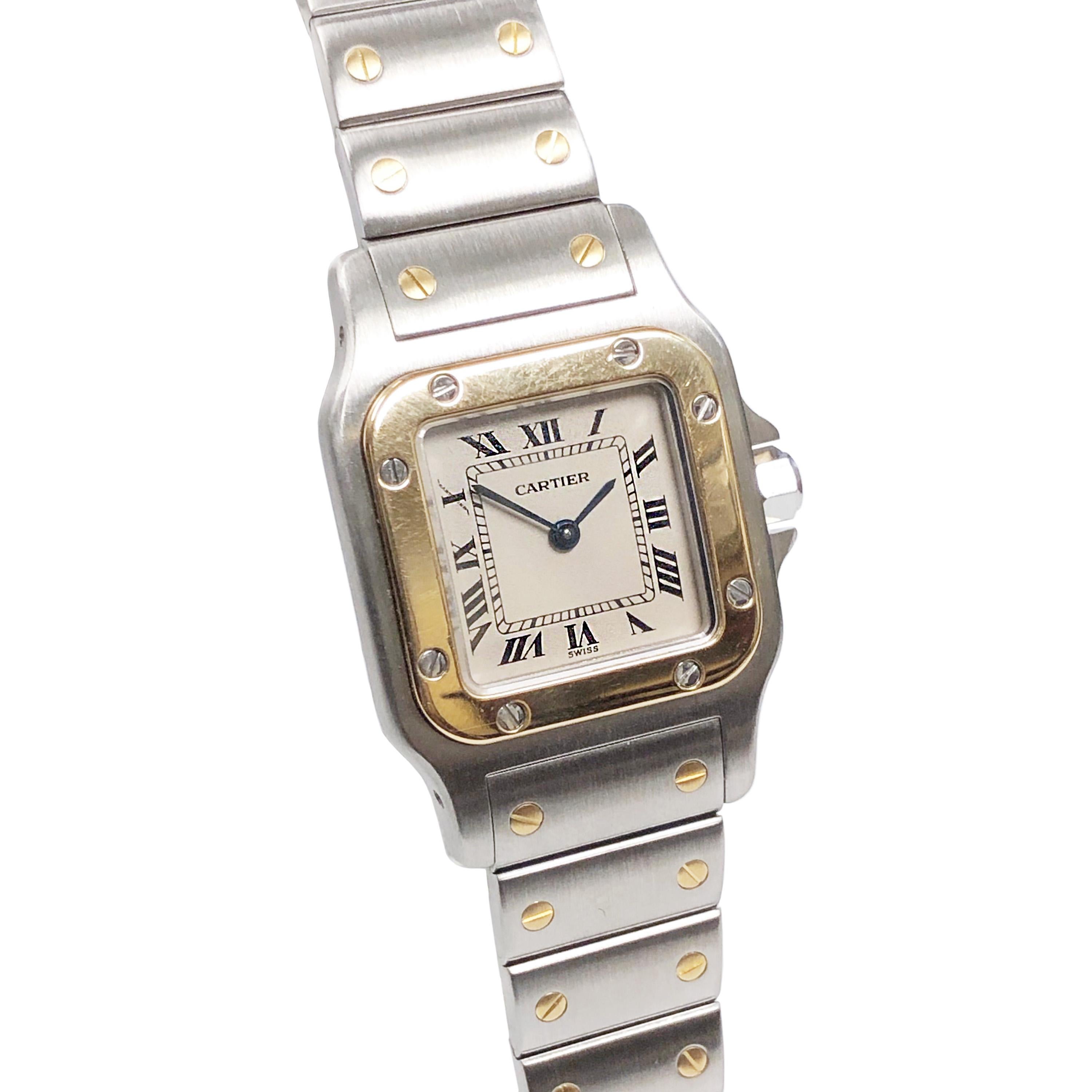 Cartier Santos Ladies Yellow Gold and Stainless Steel Quartz Wristwatch 2