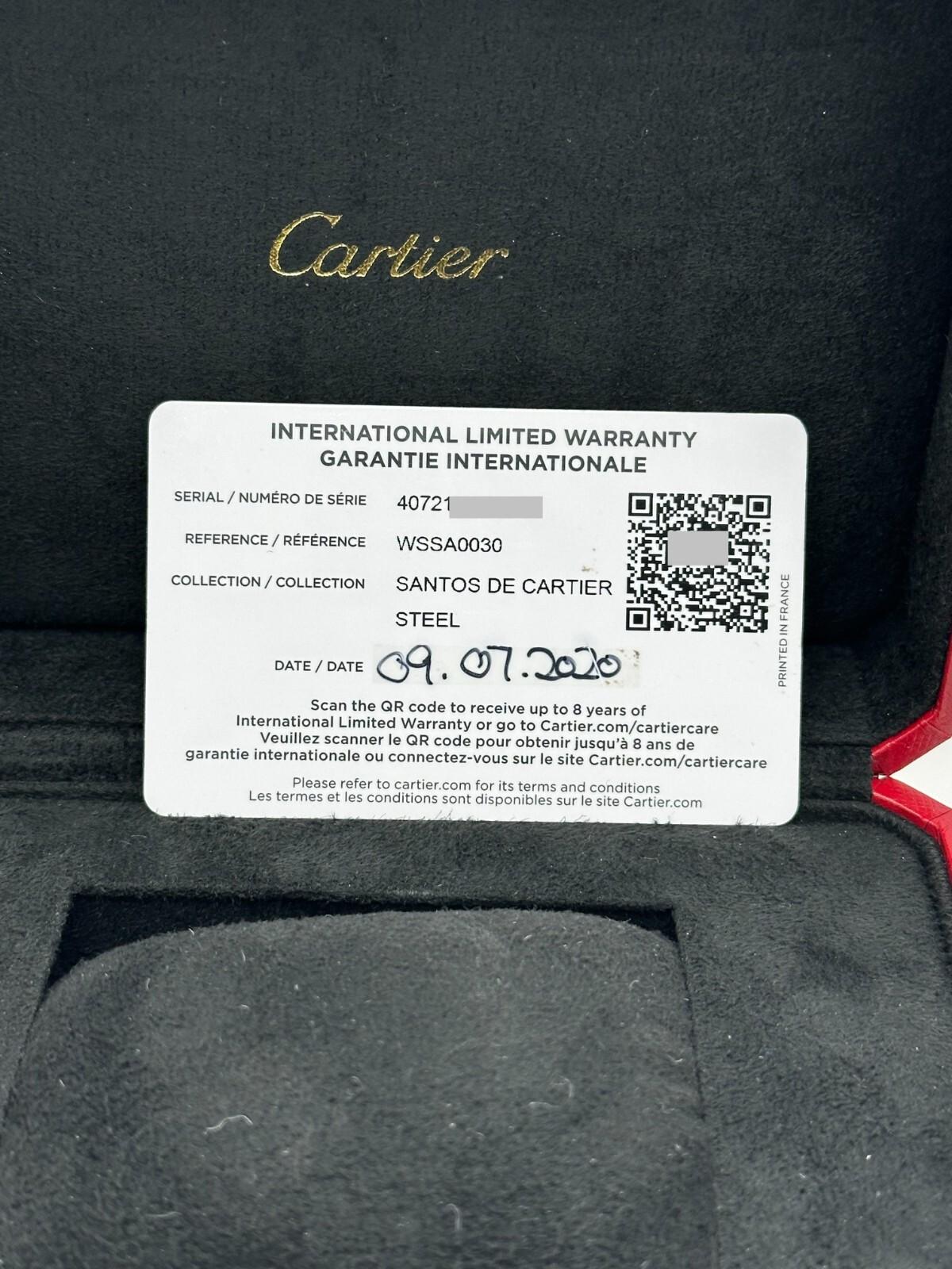 Cartier Santos Large 4072 WSSA0030 Blue Dial Diamond Encrusted Steel Box Paper im Angebot 6