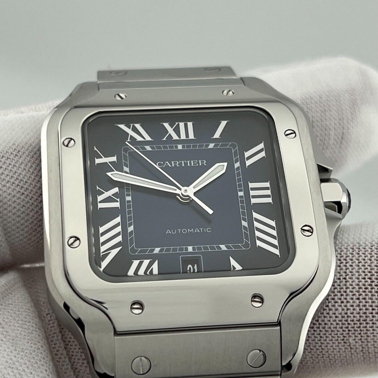 Cartier Santos Große 4072 WSSA0030 Blaues Zifferblatt Edelstahl Box Papier mit blauem Zifferblatt 2