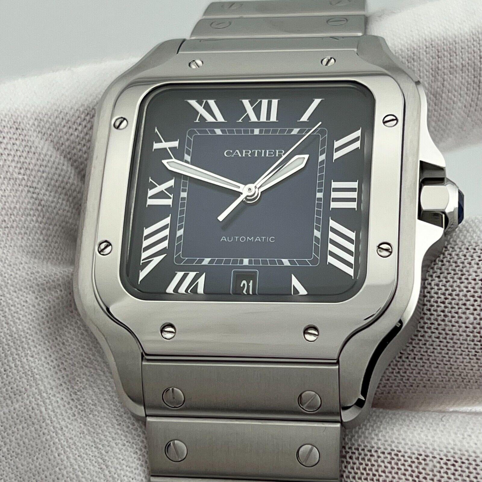 Cartier Santos Große 4072 WSSA0030 Blaues Zifferblatt Edelstahl Box Papier mit blauem Zifferblatt 4