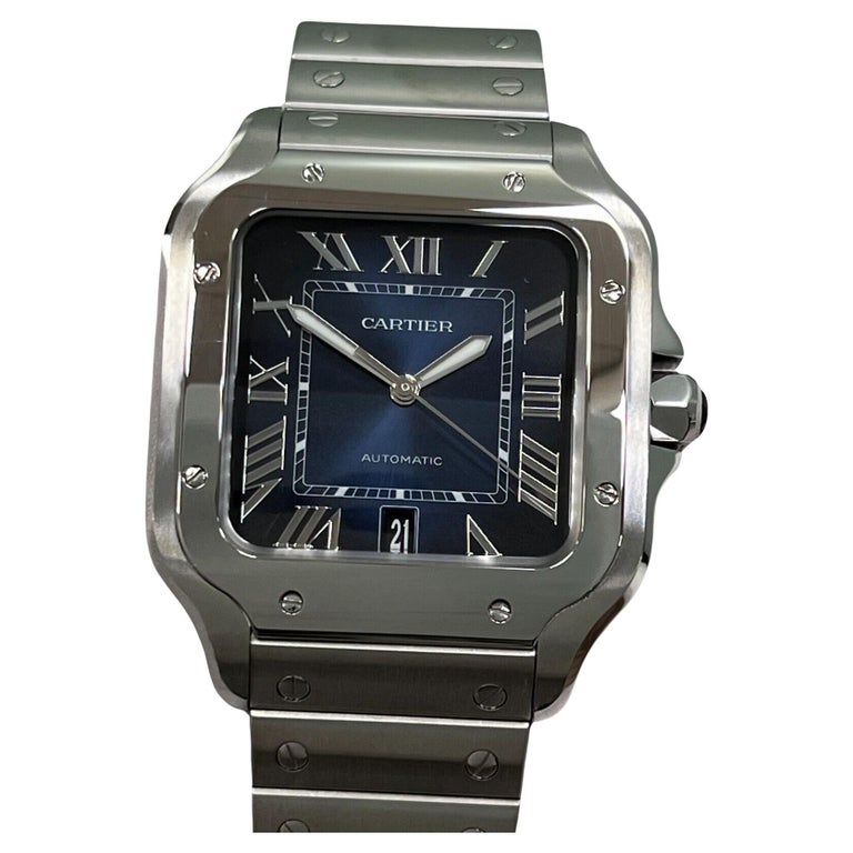 Cartier Santos Large 4072 WSSA0030 Blue Dial Stainless Steel Box Paper