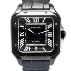 Cartier Santos Large 40MM 4072 WSSA0039 Black Adlc Stainless Steel Watch