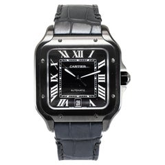 Cartier Santos Large 40MM 4072 WSSA0039 Black Adlc Stainless Steel Watch