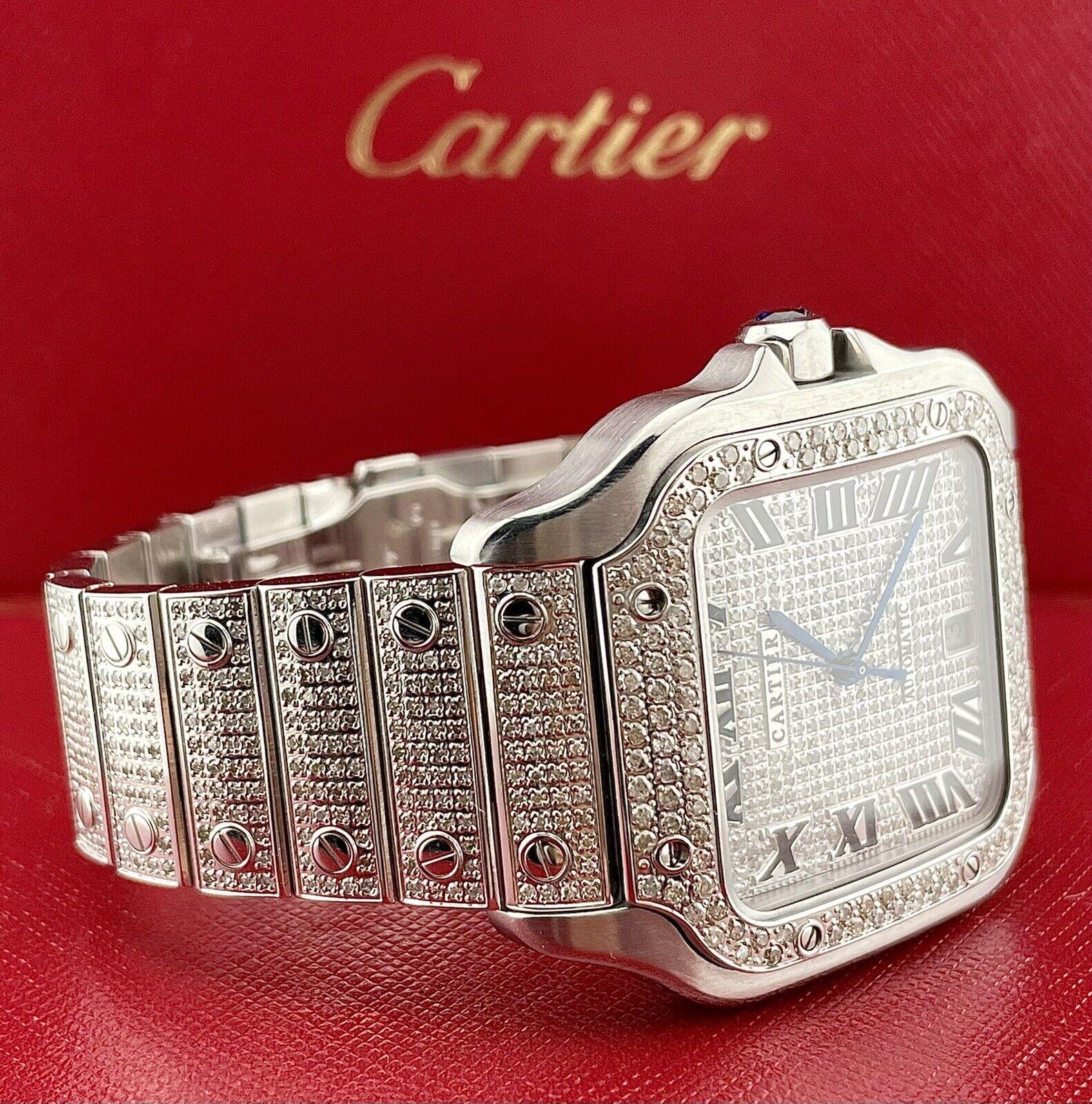 Cartier Santos 40mm Watch. A Pre-owned watch w/ Gift box. Watch is 100% Authentic and Comes with Authenticity Card. Watch Reference is WSSA0018 and is in Excellent Condition (See Pictures). The Dial color is Black and Silver, and the Material is