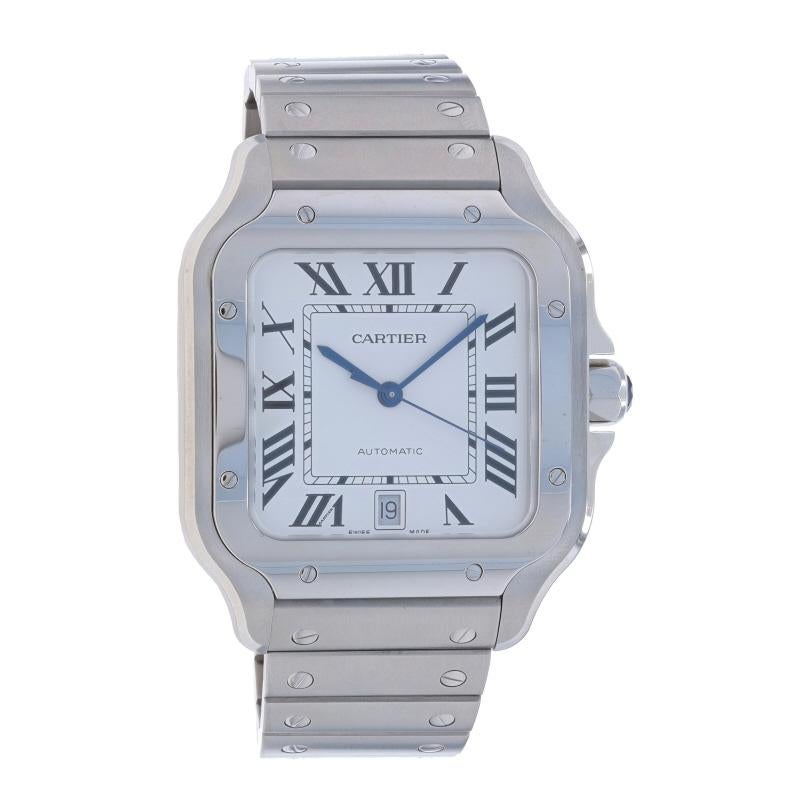 Montre homme Cartier Santos Large 4072 - Acier inoxydable Automatique Mfr 8 Yr Wnty Excellent état à Greensboro, NC