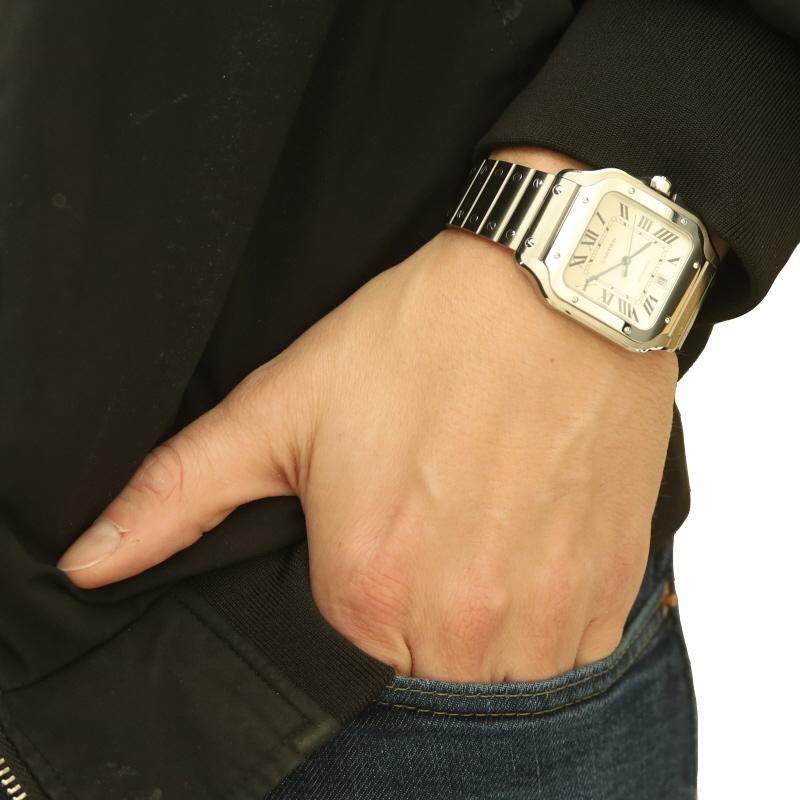  Montre homme Cartier Santos Large 4072 - Acier inoxydable Automatique Mfr 8 Yr Wnty Pour hommes 